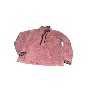 PINK Jacket Womens Medium Sherpa Fleece Pullover Sweater 1/4 Zip Victoria Secret